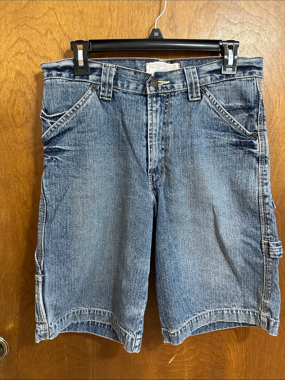 Signature by Levi Strauss Faded Blue Denim Cargo Shorts